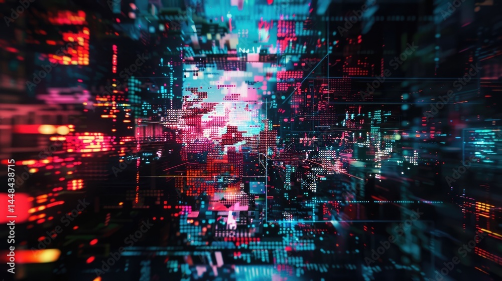 Poster this engaging abstract digital animation showcases vibrant colors and dynamic patterns, creating a f