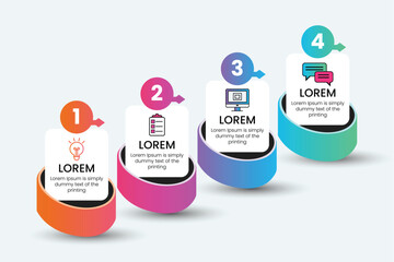 business-infographics-template, Modern infographic design showcasing four distinct steps in a process. Colorful 4-Step Business Process Infographic
