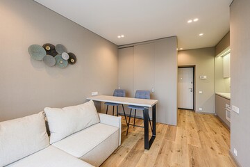 standard interior apartment. living room with sofa
