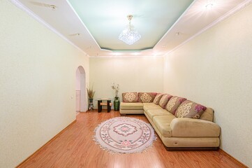 standard interior apartment. living room with sofa