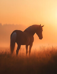 horse at sunset