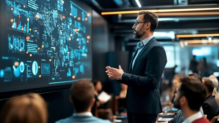 Businessman giving presentation.