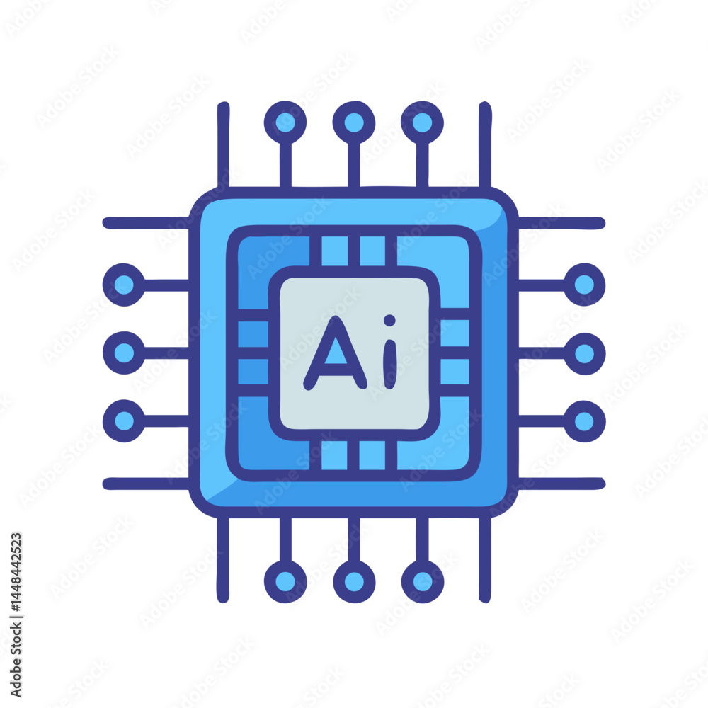 Aufkleber AI Chip Core Inside Microprocessor Icon Representing Advanced Computing and Intelligent Processing