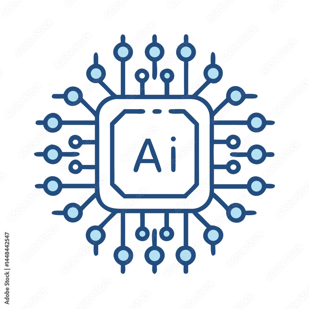 Poster AI Chipset Icon Representing Artificial Intelligence and Advanced Computing