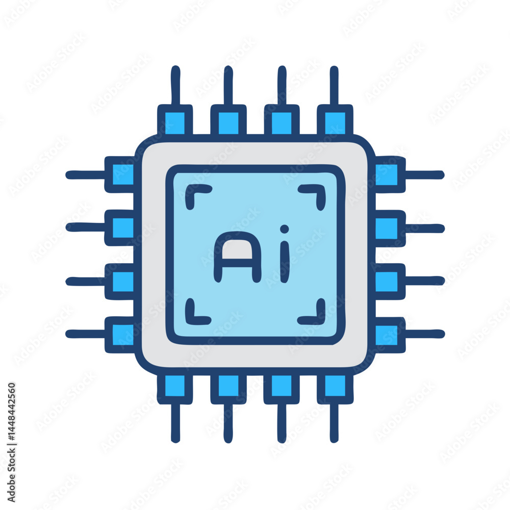 Poster AI Chipset Icon Representing Artificial Intelligence and Advanced Computing