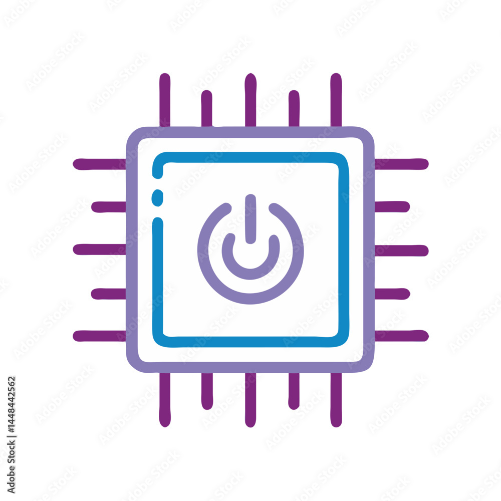 Aufkleber AI Chip with Power Symbol Icon Representing Embedded Intelligence and Energy Efficiency