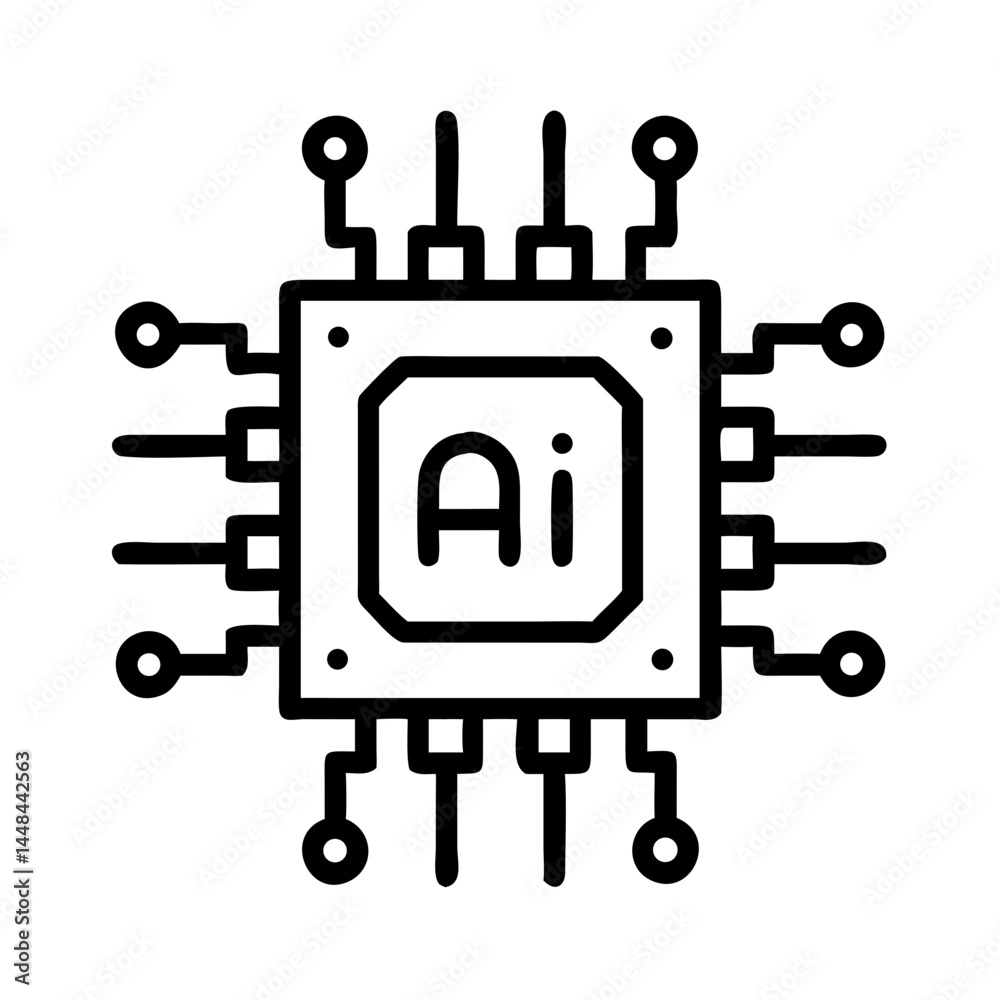 Aufkleber AI Chipset Icon Representing Artificial Intelligence and Advanced Computing