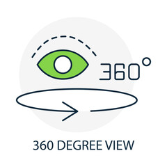  360 Degree View – Eye and Arrows Representing Full Perspective Navigation with editable stroke
