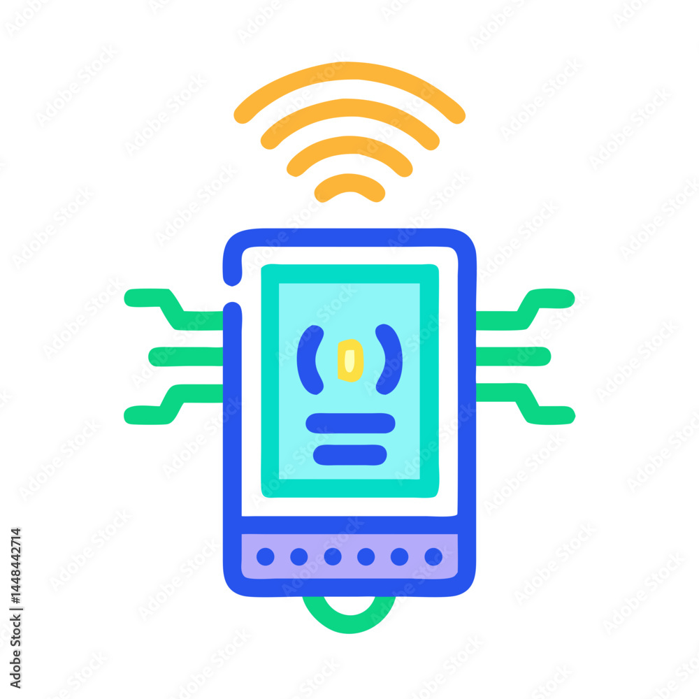 Aufkleber ai sensor module with signal waves icon representing smart detection and communication