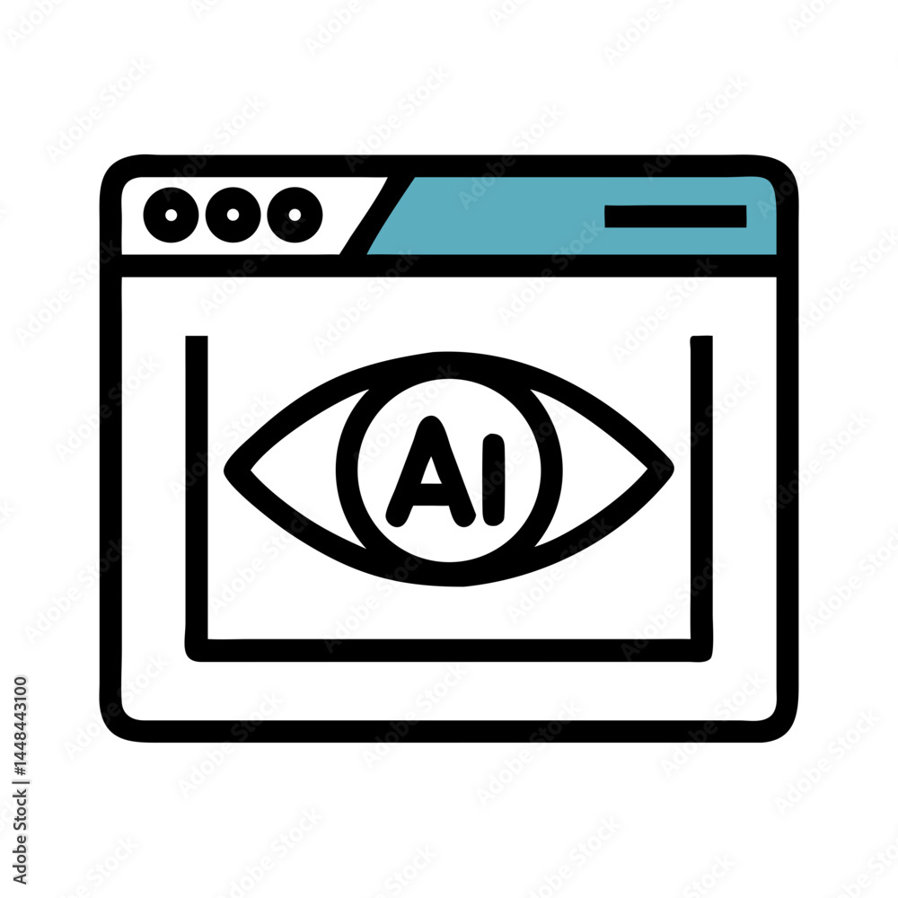 Poster Browser Window with Eye Symbol Icon Representing Web Surveillance and Monitoring