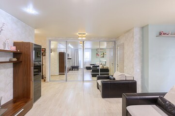 standard interior apartment. living room with sofa