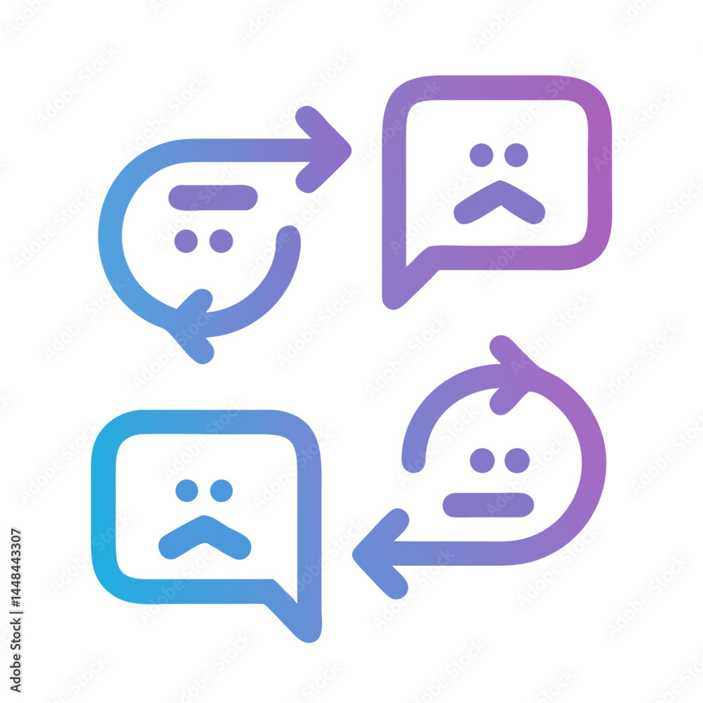 Aufkleber Chat Bubbles with Arrows Icon Representing Strategic Communication and Information Flow
