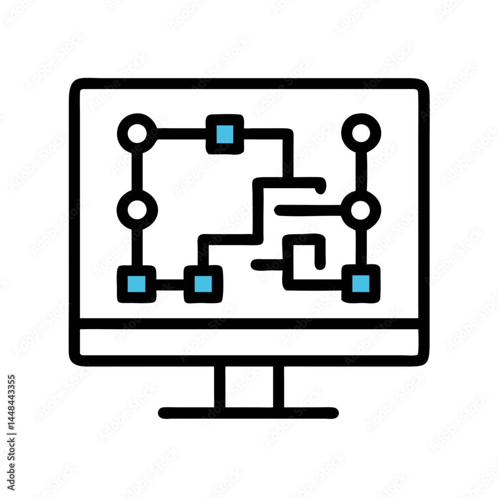 Fototapete circuit network diagram display icon representing electrical systems and connectivity
