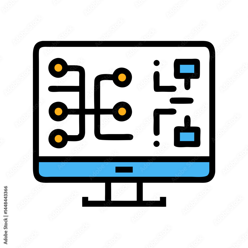 Fototapete circuit network diagram display icon representing electrical systems and connectivity