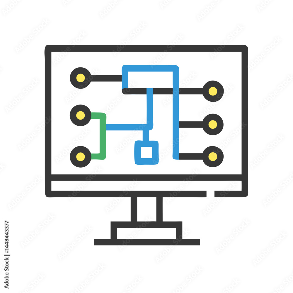 Leinwandbilder Circuit Network Diagram Display Icon Representing Electrical Systems and Connectivity