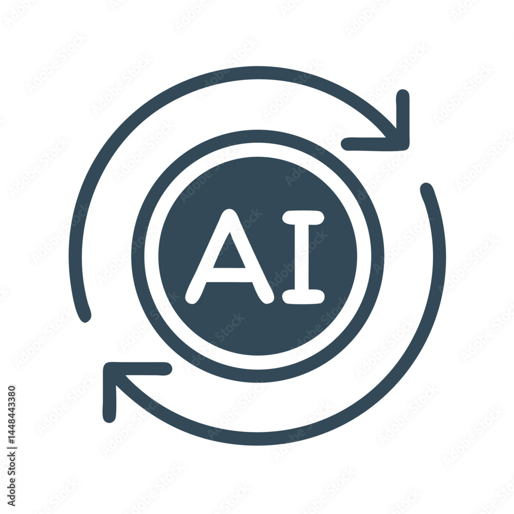 Aufkleber Circular AI Label within Diagram Icon Representing AI System Architecture and Data Flow