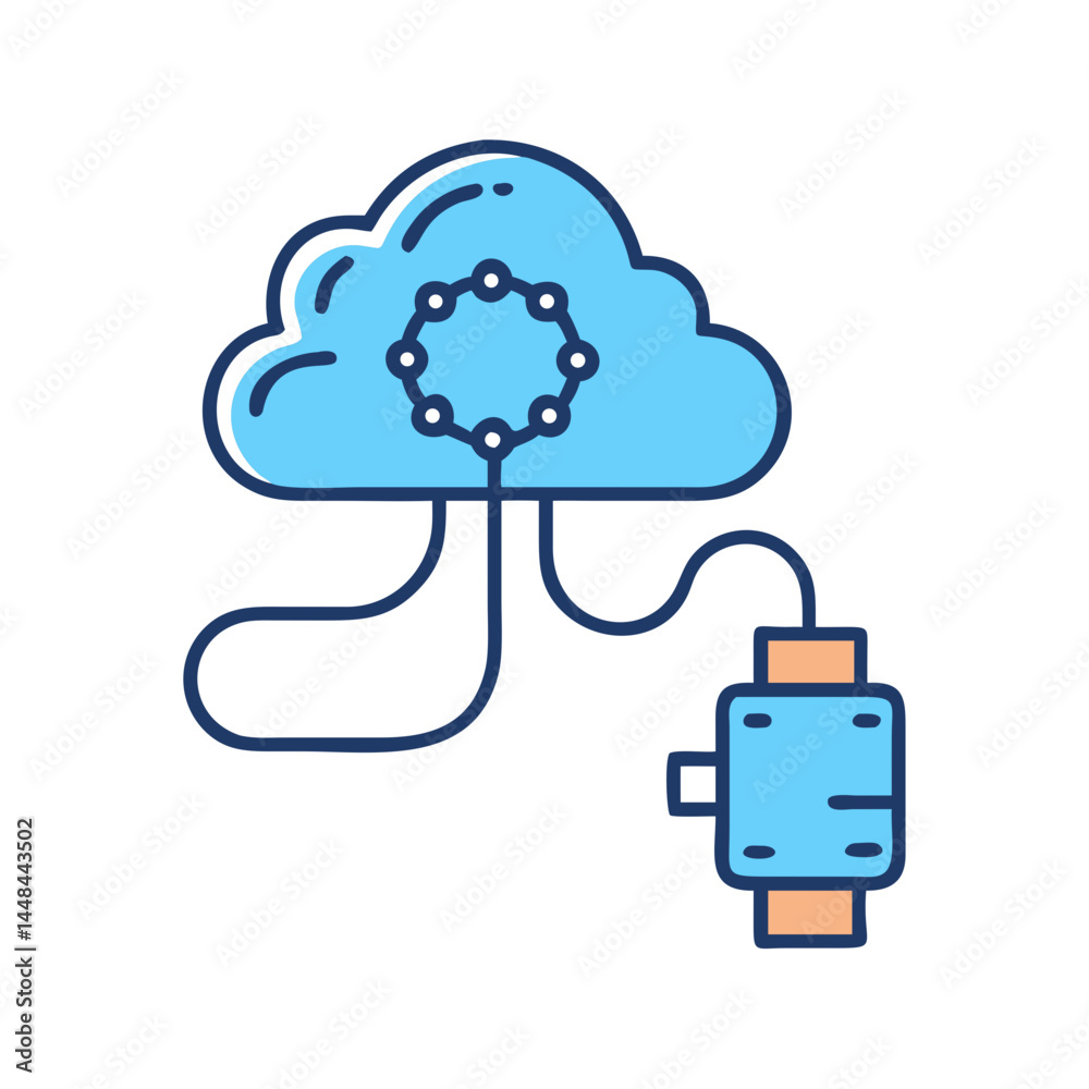 Fototapete cloud connected to cable icon representing ai data synchronization and cloud connectivity