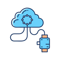 Cloud Connected to Cable Icon Representing AI Data Synchronization and Cloud Connectivity