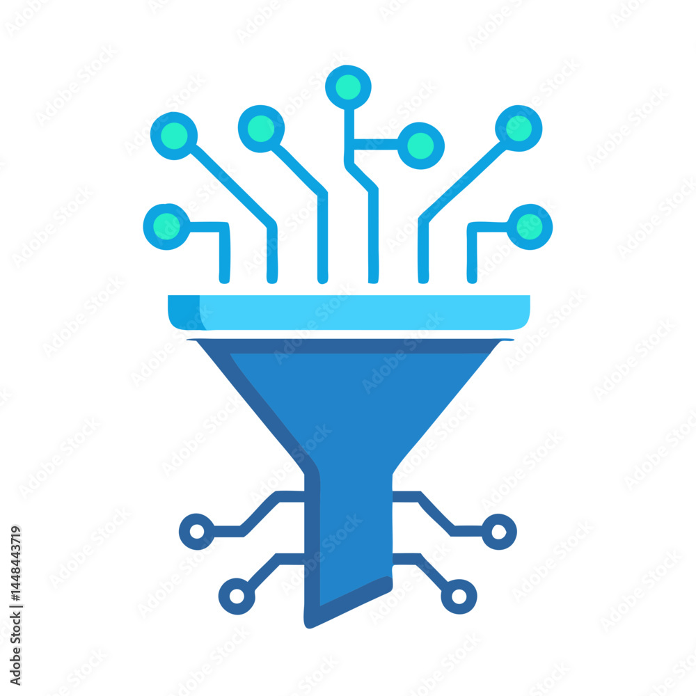 Aufkleber Data Funnel Icon Representing AI Data Processing and Intelligent Information Flow