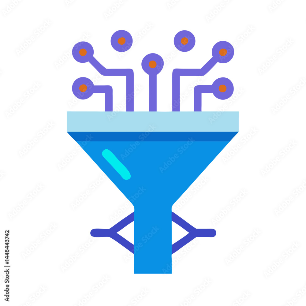 Aufkleber Data Funnel Icon Representing AI Data Processing and Intelligent Information Flow