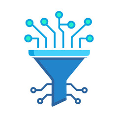 Data Funnel Icon Representing AI Data Processing and Intelligent Information Flow