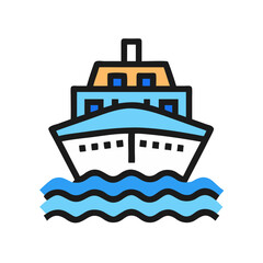 Obraz premium Cruise Ship Icon Representing Ocean Travel and Luxury Voyage