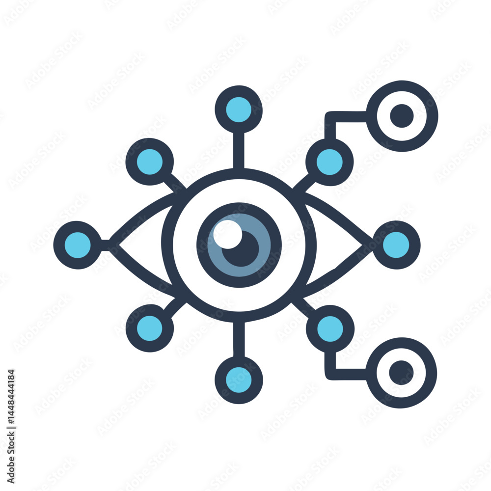 Poster Eye Connected to Neural Pathways Icon Representing AI Vision and Cognitive Processing
