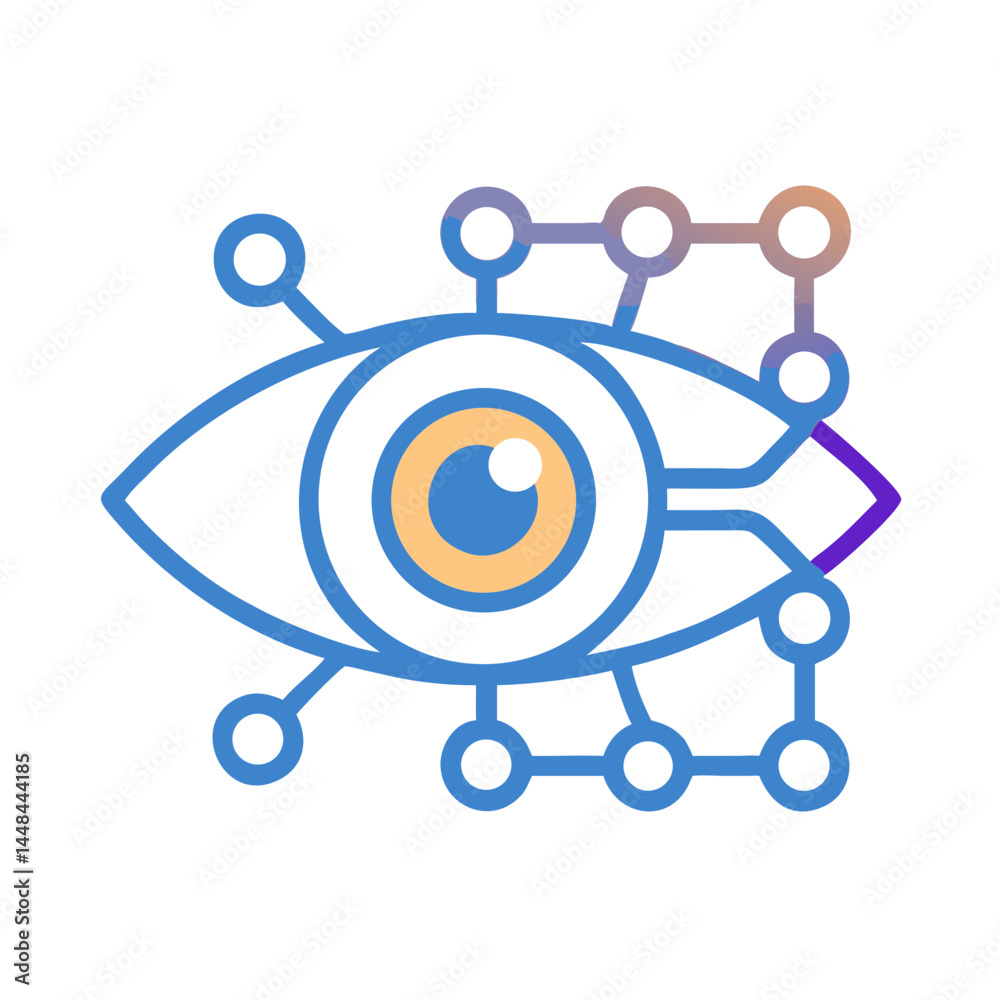 Poster Eye Connected to Neural Pathways Icon Representing AI Vision and Cognitive Processing
