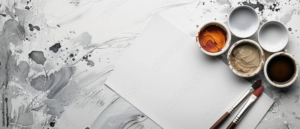 Fototapete flat lay composition of notebook, coffee, and green tropical leaves on a minimal background. creativ