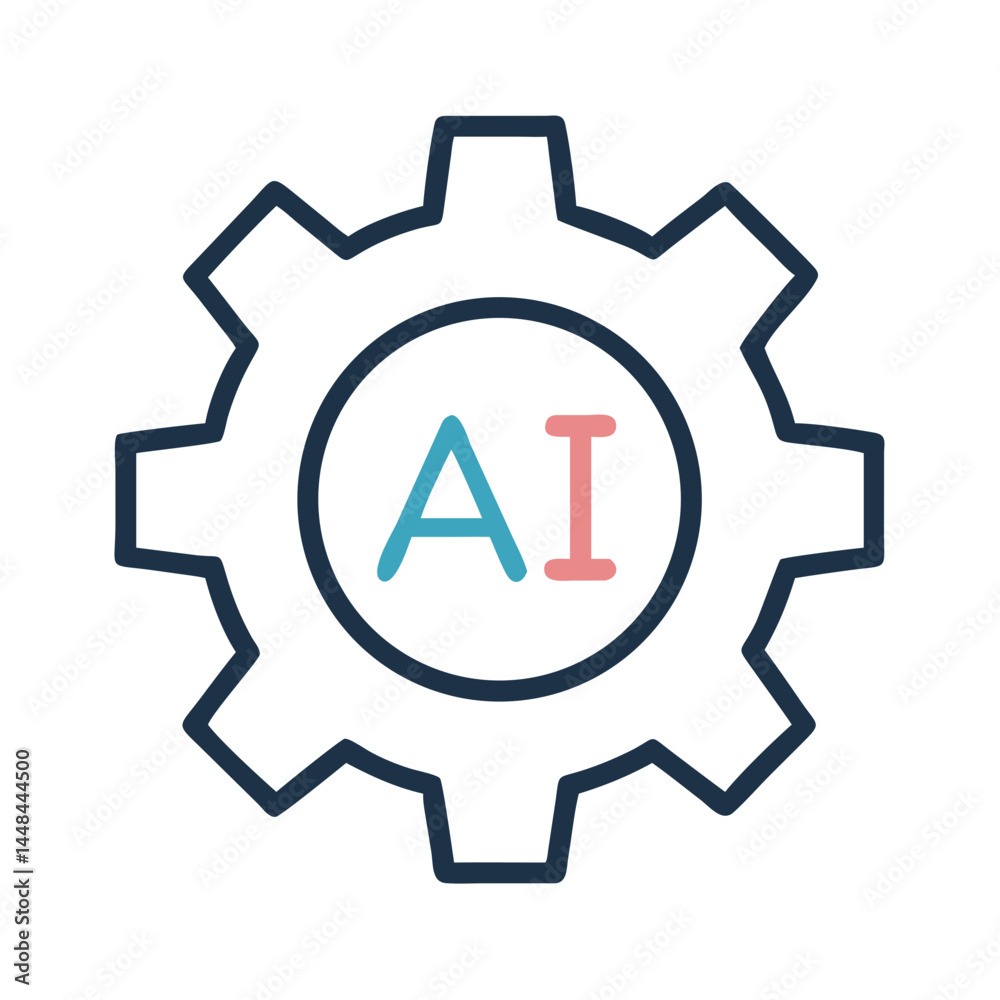 Aufkleber Gear with AI Text Icon Symbolizing Intelligent Automation and Smart Systems