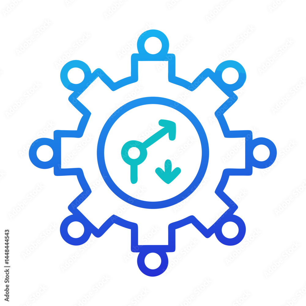 Fototapete gear with nodes icon representing strategic operations and networked systems