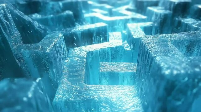 Abstract blue geometric ice blocks