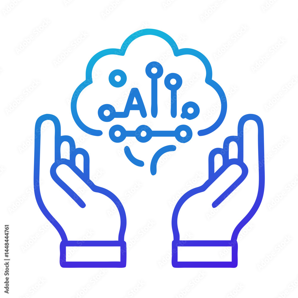 Aufkleber hands holding cloud icon representing ai cloud services and intelligent data support