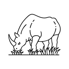rhino grazing icon, rhino grazing vector illustration-simple illustration of rhino grazing, perfect for rhino grazing logos and icons
