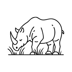 rhino grazing icon, rhino grazing vector illustration-simple illustration of rhino grazing, perfect for rhino grazing logos and icons
