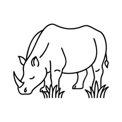rhino grazing icon, rhino grazing vector illustration-simple illustration of rhino grazing, perfect for rhino grazing logos and icons