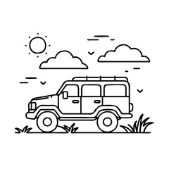 safari jeep crossing savanna icon, safari jeep crossing savanna vector illustration-simple illustration of safari jeep crossing savanna, perfect for safari jeep crossing savanna logos and icons © Saedul