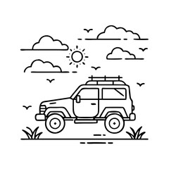 safari jeep crossing savanna icon, safari jeep crossing savanna vector illustration-simple illustration of safari jeep crossing savanna, perfect for safari jeep crossing savanna logos and icons