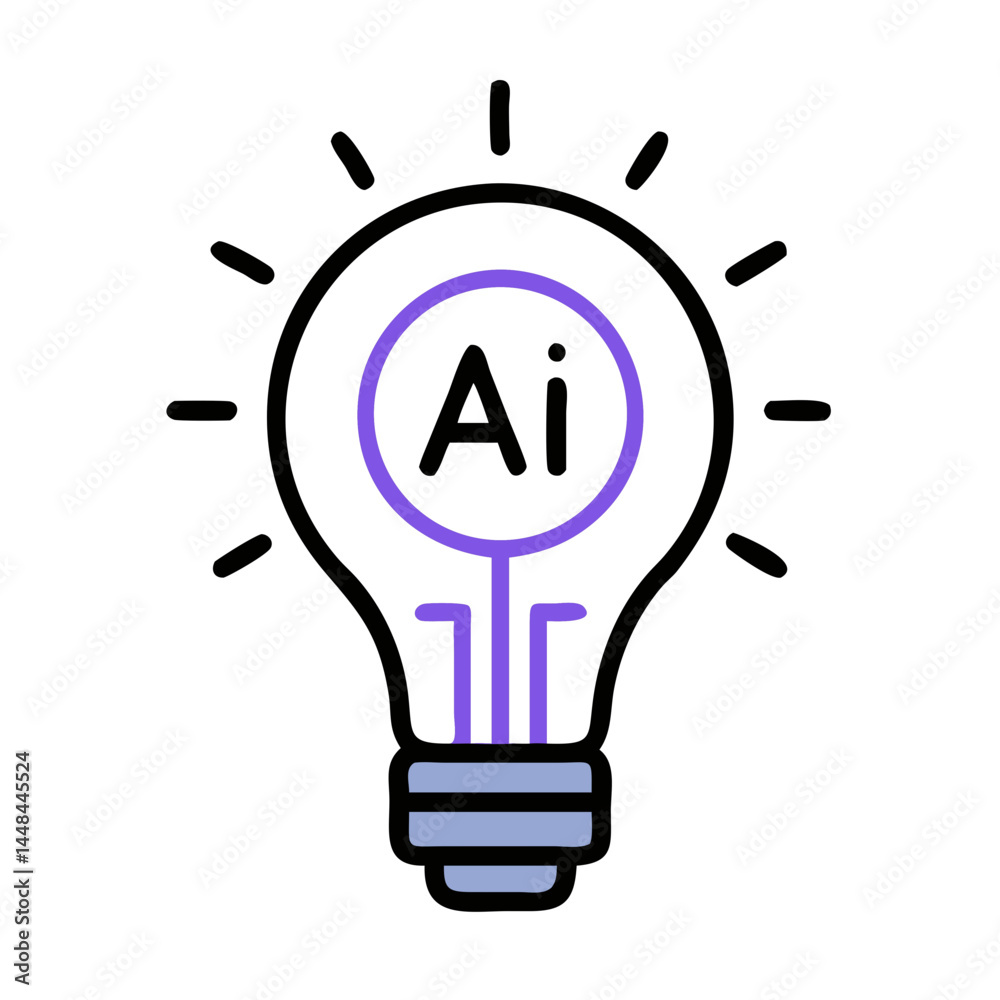 Leinwandbilder Lightbulb with AI Label Icon Indicating Innovation and Artificial Intelligence Concepts