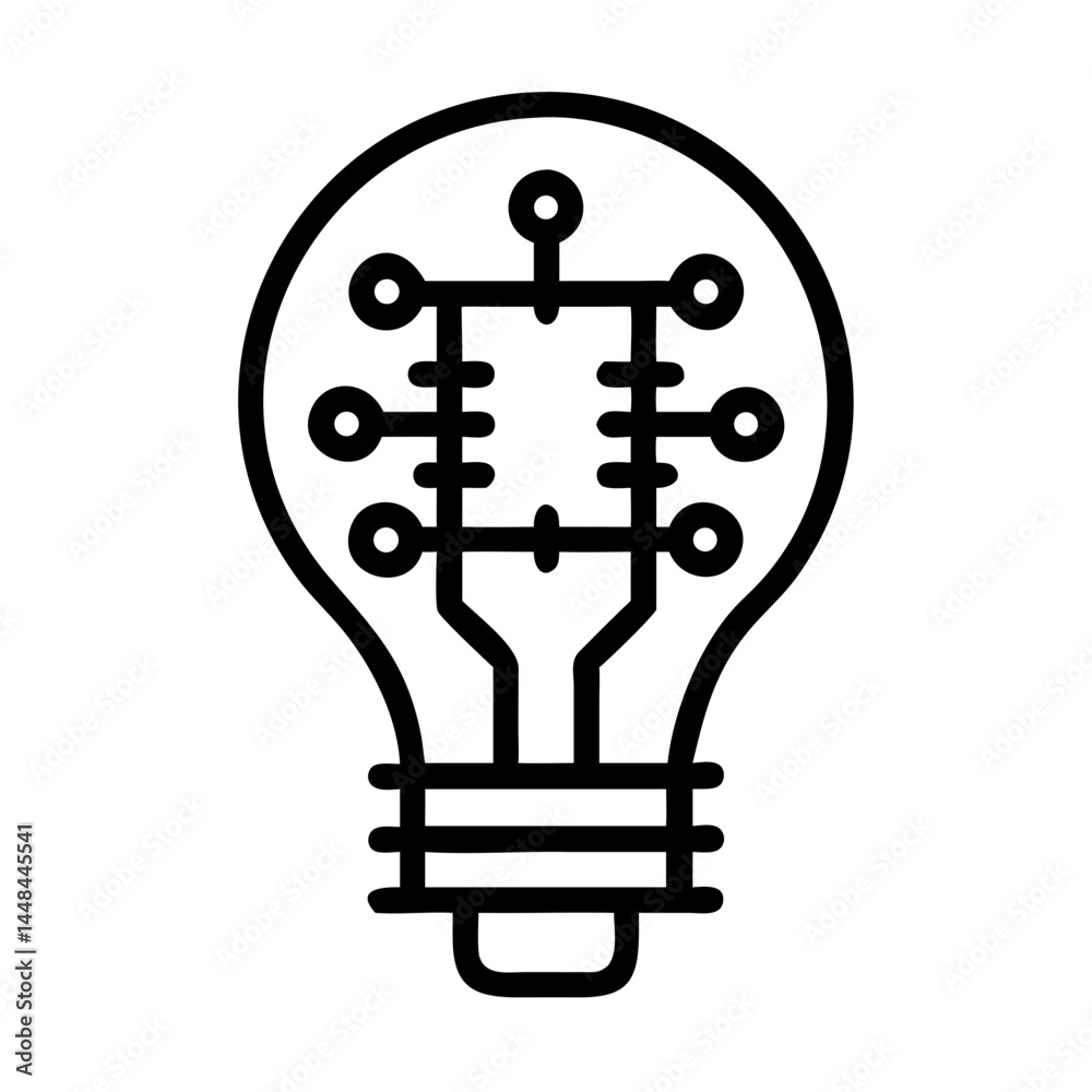 Poster Light Bulb with Grid Lines Icon Representing AI Idea and Intelligent Innovation