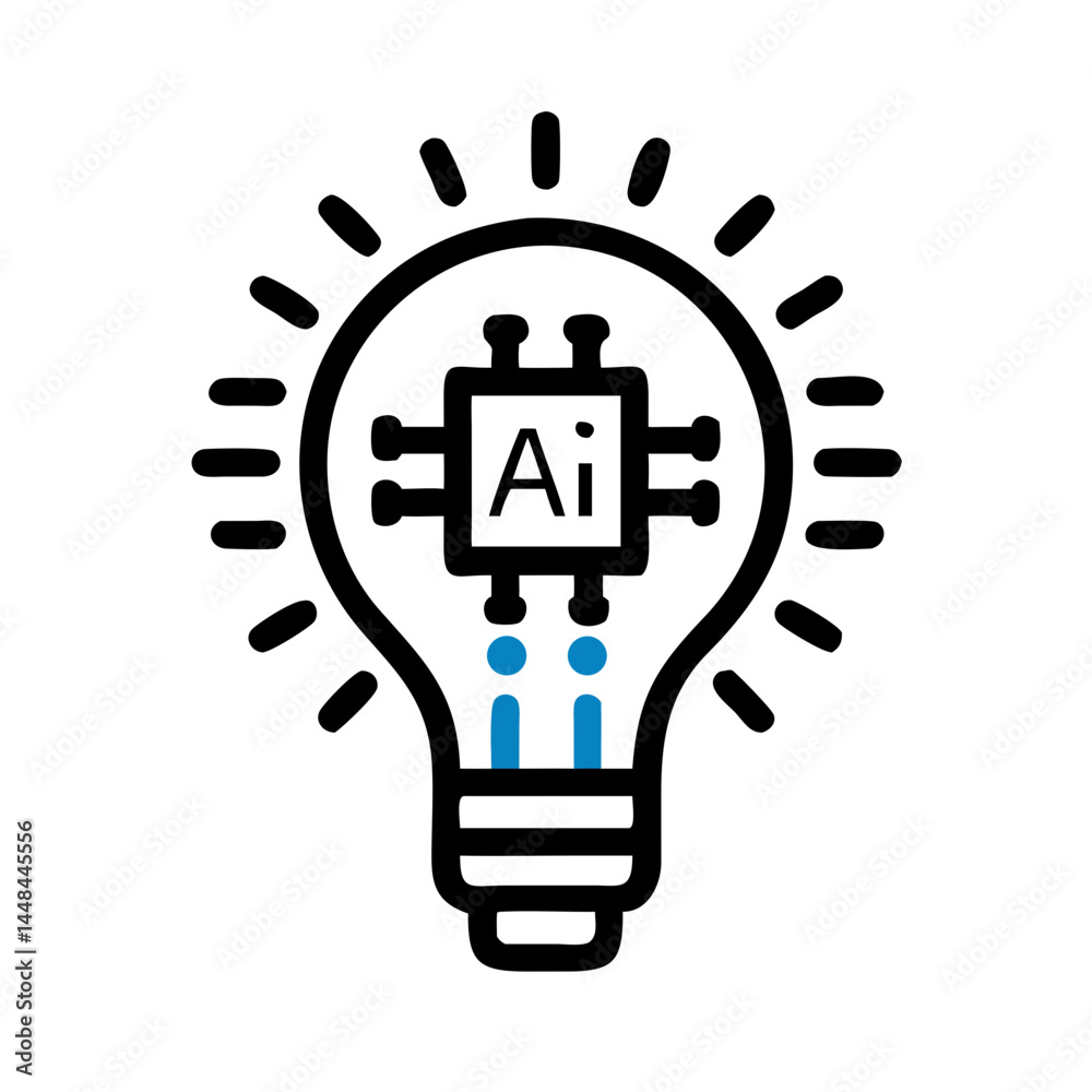 Leinwandbilder light bulb with grid lines icon representing ai idea and intelligent innovation