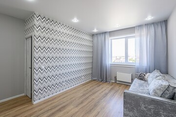 standard interior apartment. living room with sofa