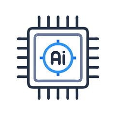 Microchip with Power Symbol Icon Representing AI Core and Intelligent Processing
