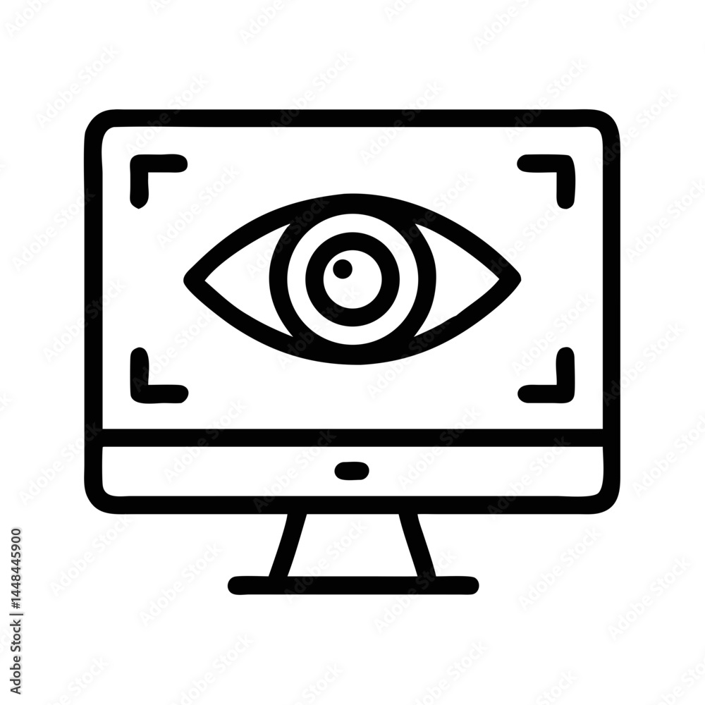 Poster Monitor with Eye Display Icon Representing AI Visual Recognition and Surveillance