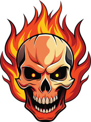 Flaming skull Vector 