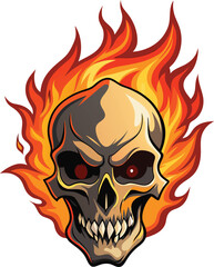Flaming skull Vector 