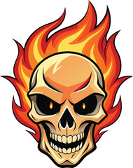 Flaming skull Vector 