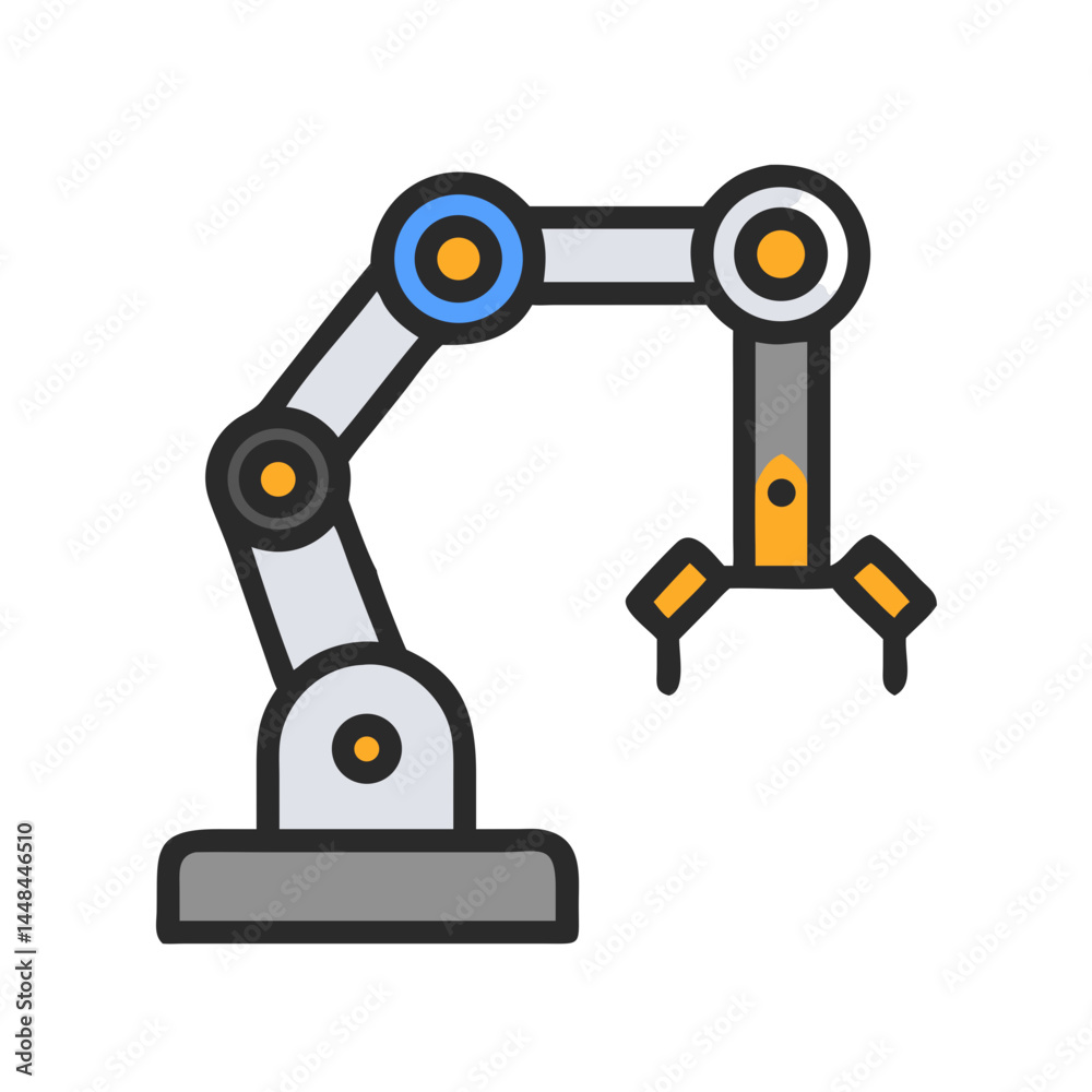 Poster Robotic Arm Icon Representing Industrial AI Automation and Smart Manufacturing