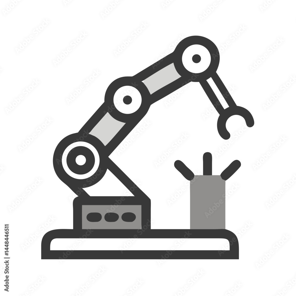 Poster robotic arm icon representing industrial ai automation and smart manufacturing