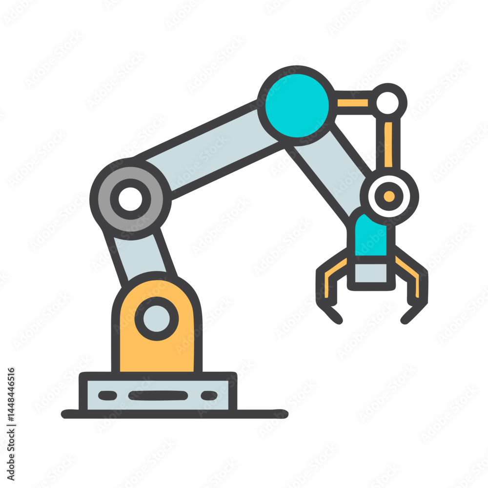 Poster Robotic Arm Icon Representing Industrial AI Automation and Smart Manufacturing